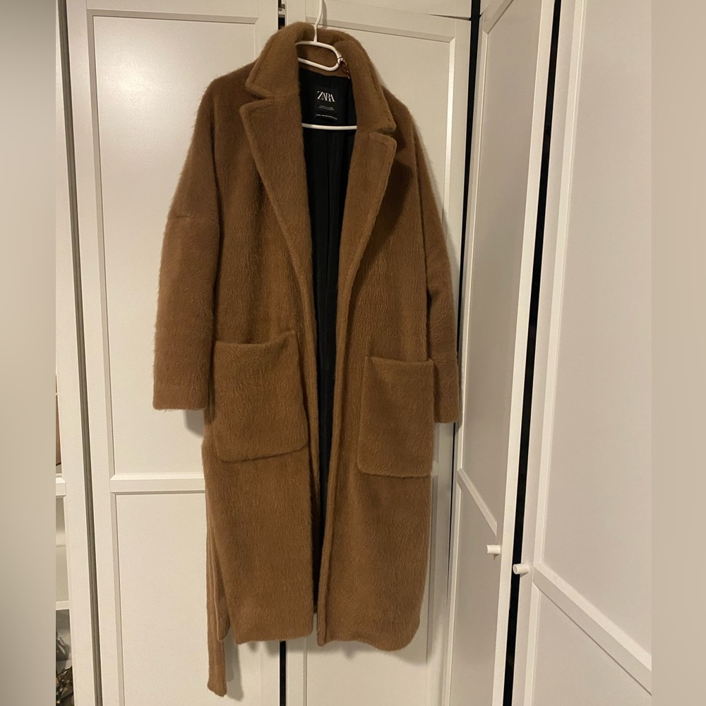 ZARA Belted Fake Fur Coat